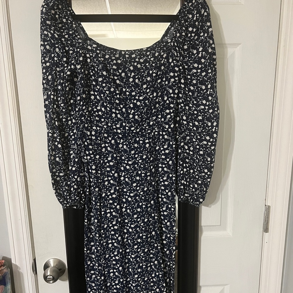 Blue Floral Print dress, Size S
